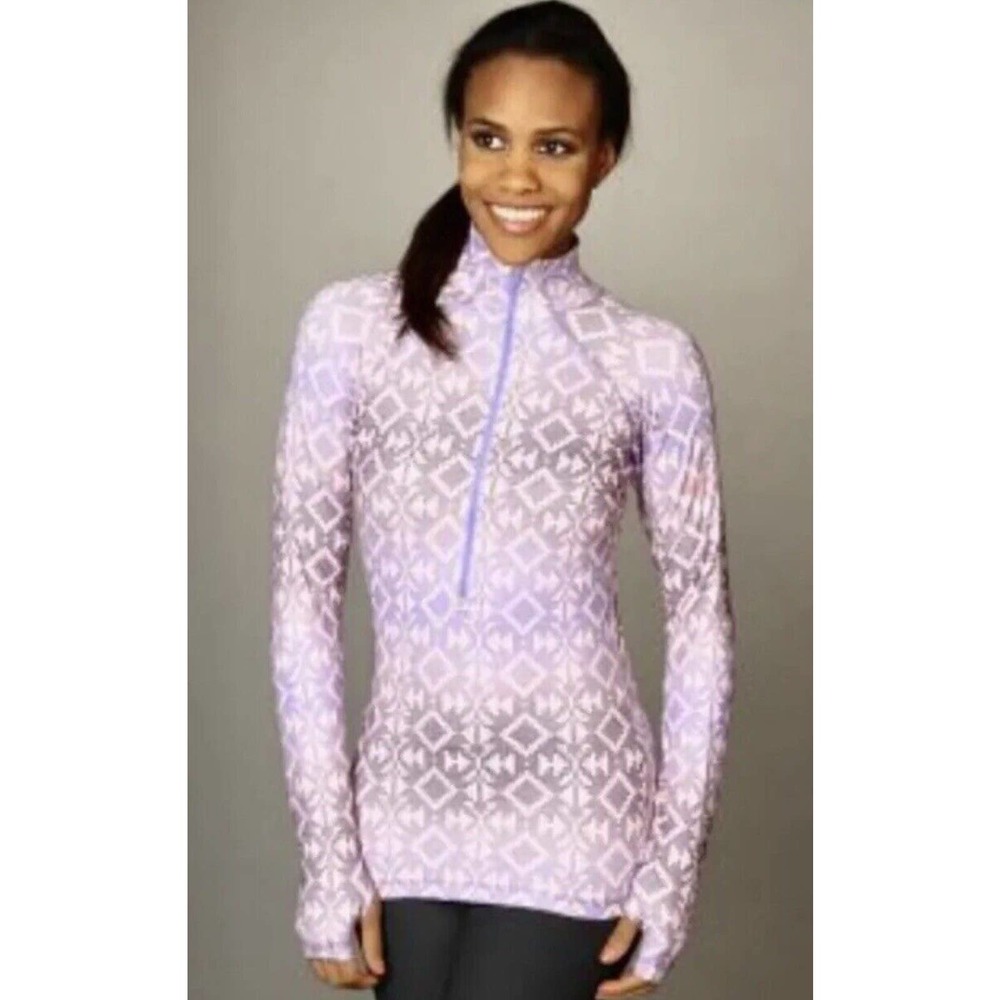 NWOT NEW NIKE Pro Hyperwarm Half Zip Pullover in Purple Geometric Fair Isle Sz L